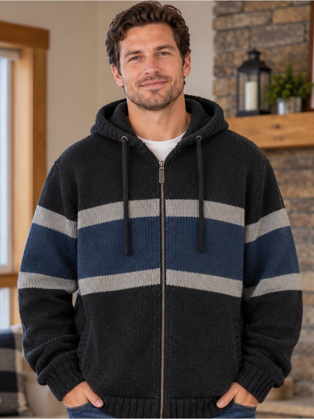 WindRiver Men’s XL Fleece-Lined Hooded Zip Sweater Jacket